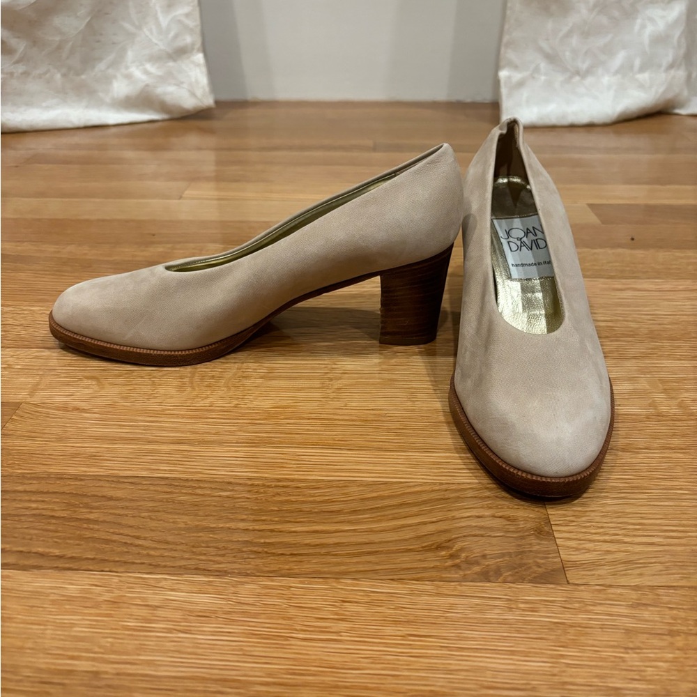 Joan & David Beige Heels Classic Style with Block Heel